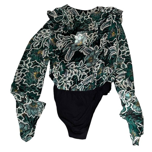 Band of the Free NWT Bonnie Emerald Floral Long Sleeve Bodysuit Sz Medium Womens - Picture 8 of 10